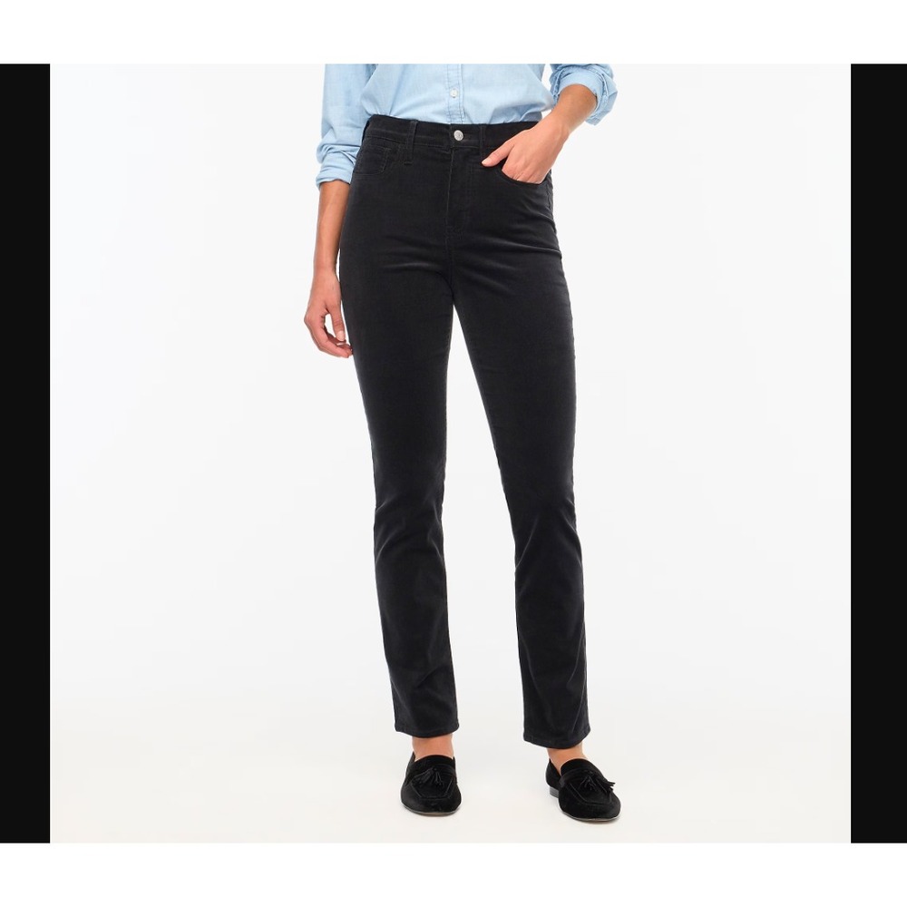 J Crew NEW NWT Womens 28 Black Corduroy Full Length Essential Straight Fit Pants